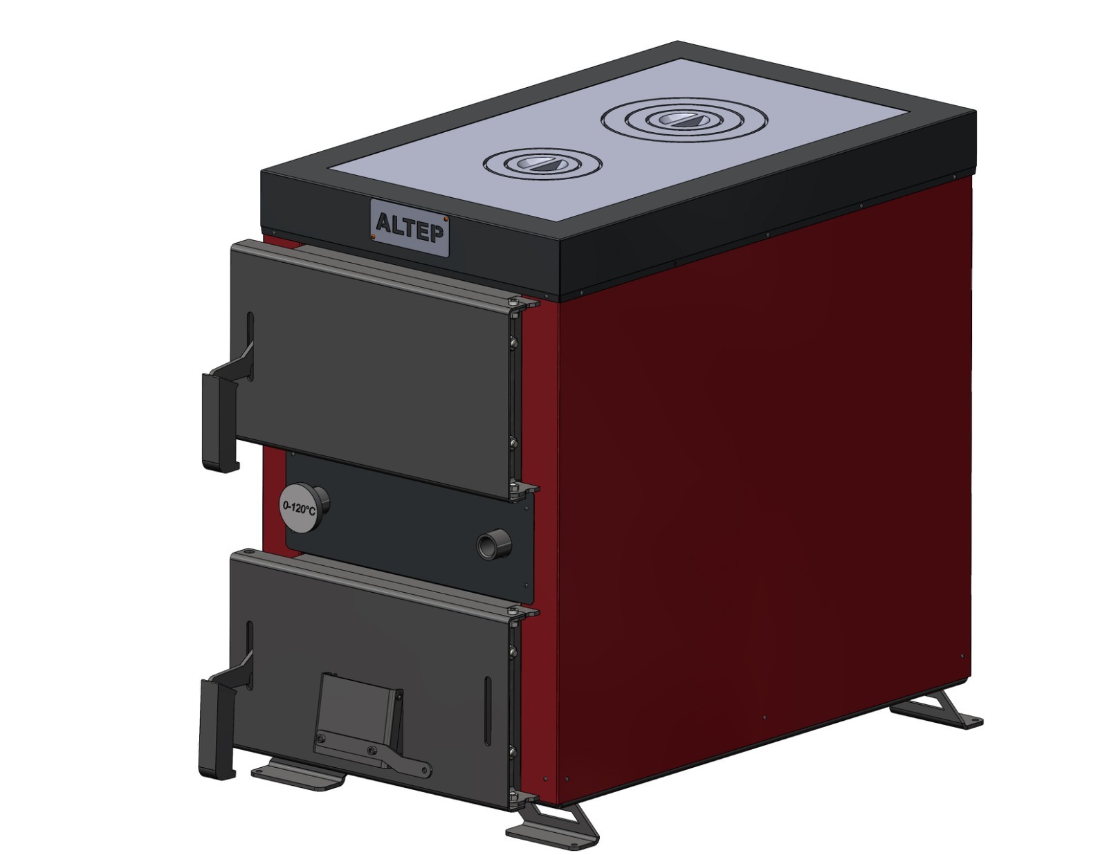 Cazan p/u incalzire din otel GREOMAX IGNIS 20KW cu plita cu